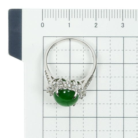 【中古】K18WG JADEITE ヒスイリング J4.04ct D0.57ct 5.4g #13