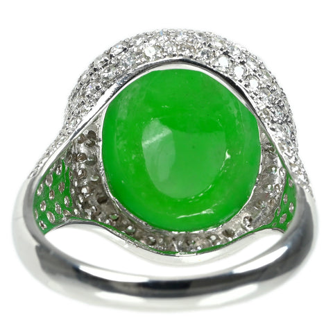 【中古】K18WG JADEITE ヒスイリング J11.80ct D1.36ct 7.6g #14.5