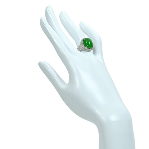 【中古】K18WG JADEITE ヒスイリング J11.80ct D1.36ct 7.6g #14.5