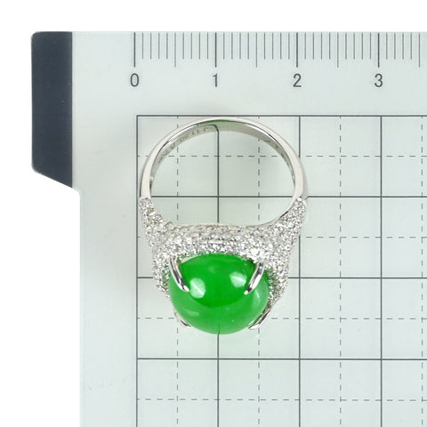 【中古】K18WG JADEITE ヒスイリング J11.80ct D1.36ct 7.6g #14.5