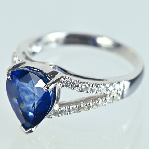 【中古】K18WG SAPPHIRE マダガスカル産サファイアリング 3.13ct D0.25ct GRS鑑別書付き 4.4g #12.5