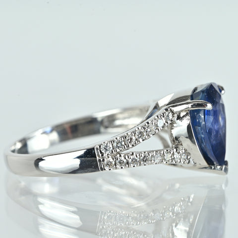 【中古】K18WG SAPPHIRE マダガスカル産サファイアリング 3.13ct D0.25ct GRS鑑別書付き 4.4g #12.5