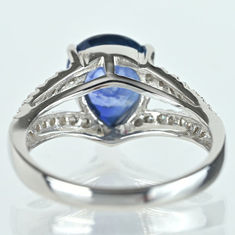 【中古】K18WG SAPPHIRE マダガスカル産サファイアリング 3.13ct D0.25ct GRS鑑別書付き 4.4g #12.5