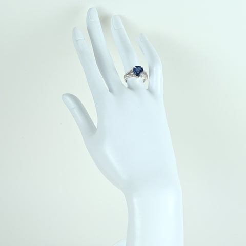 【中古】K18WG SAPPHIRE マダガスカル産サファイアリング 3.13ct D0.25ct GRS鑑別書付き 4.4g #12.5