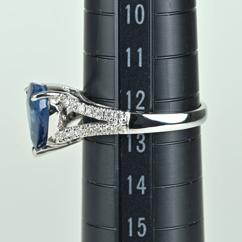 【中古】K18WG SAPPHIRE マダガスカル産サファイアリング 3.13ct D0.25ct GRS鑑別書付き 4.4g #12.5