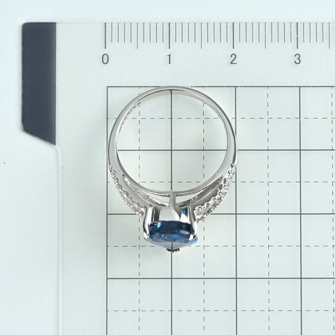 【中古】K18WG SAPPHIRE マダガスカル産サファイアリング 3.13ct D0.25ct GRS鑑別書付き 4.4g #12.5