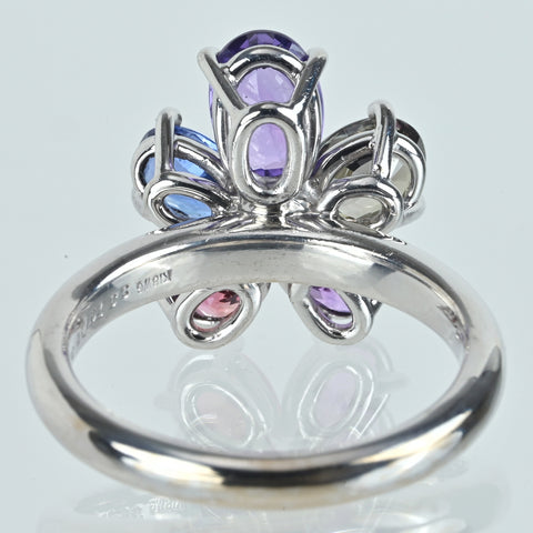 K18WG SAPPHIRE ファンシーカラーサファイヤリング S3.79ct D0.304ct 7.4g #12
