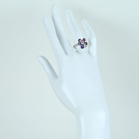 K18WG SAPPHIRE ファンシーカラーサファイヤリング S3.79ct D0.304ct 7.4g #12