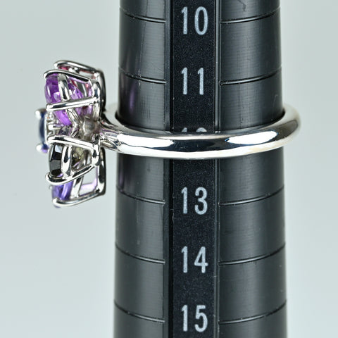 K18WG SAPPHIRE ファンシーカラーサファイヤリング S3.79ct D0.304ct 7.4g #12