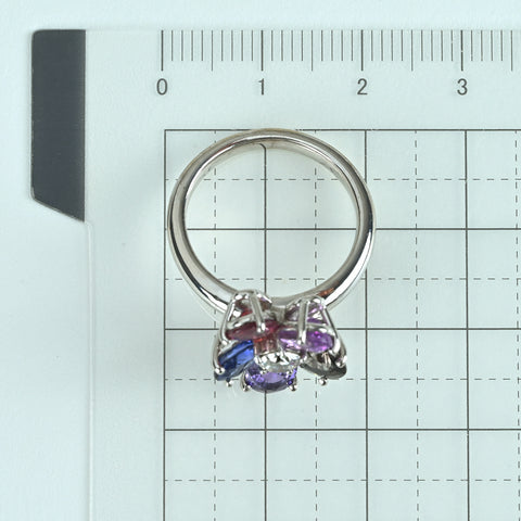 K18WG SAPPHIRE ファンシーカラーサファイヤリング S3.79ct D0.304ct 7.4g #12