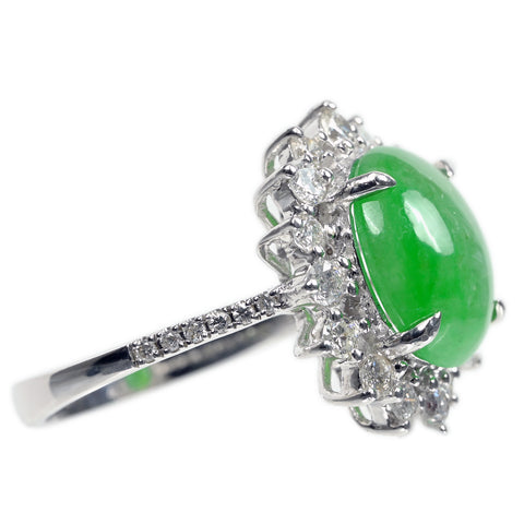 【中古】K18WG JADEITE ヒスイリング J4.69ct D0.88ct 6.0g #13