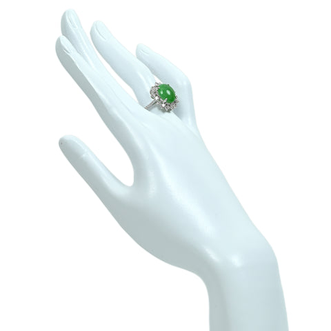 【中古】K18WG JADEITE ヒスイリング J4.69ct D0.88ct 6.0g #13
