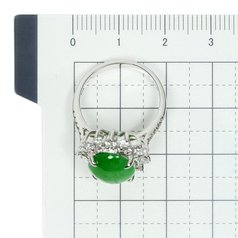 【中古】K18WG JADEITE ヒスイリング J4.69ct D0.88ct 6.0g #13