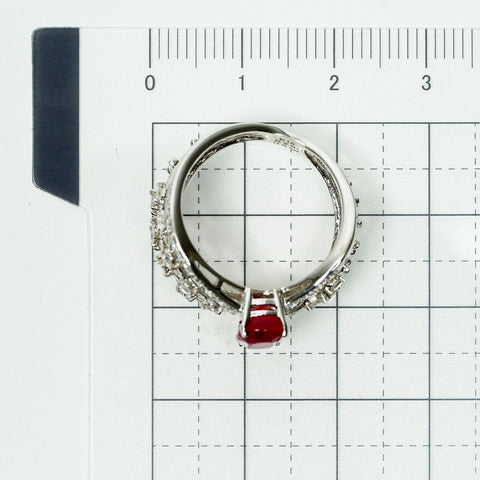 【中古】K18WG no heat RUBY 非加熱ルビーリング R 2.01ct D0.56ct GRS鑑別書 5.0g #12