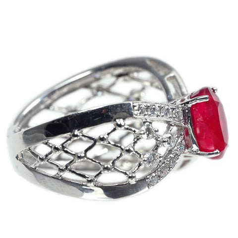 【中古】K18WG no heat RUBY 非加熱ルビーリング R 2.01ct D0.56ct GRS鑑別書 5.0g #12
