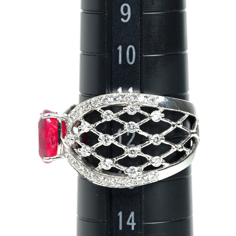 【中古】K18WG no heat RUBY 非加熱ルビーリング R 2.01ct D0.56ct GRS鑑別書 5.0g #12