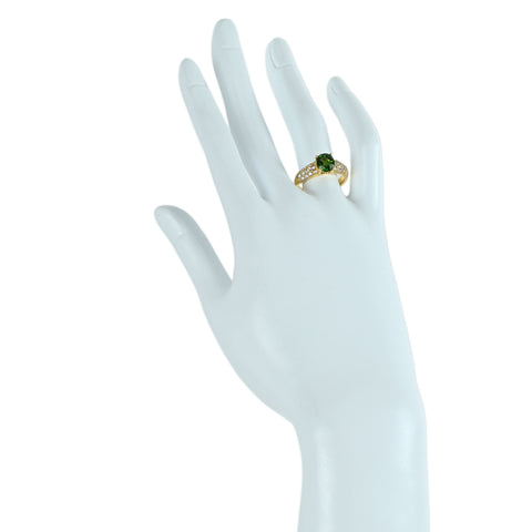 【中古】K18YG グリーントルマリン リング GT1.464ct 5.2g #14 鑑別書付き