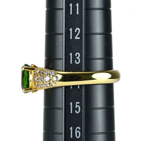 【中古】K18YG グリーントルマリン リング GT1.464ct 5.2g #14 鑑別書付き