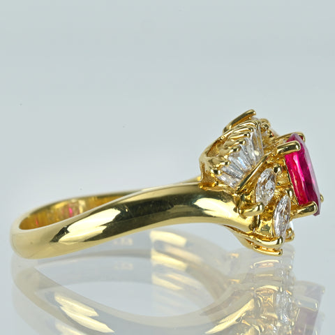 【中古】K18YG RUBY ルビーリング R0.70ct D0.56ct 4.7g #11