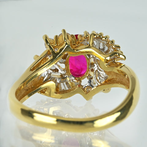 【中古】K18YG RUBY ルビーリング R0.70ct D0.56ct 4.7g #11