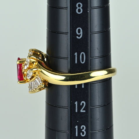 【中古】K18YG RUBY ルビーリング R0.70ct D0.56ct 4.7g #11