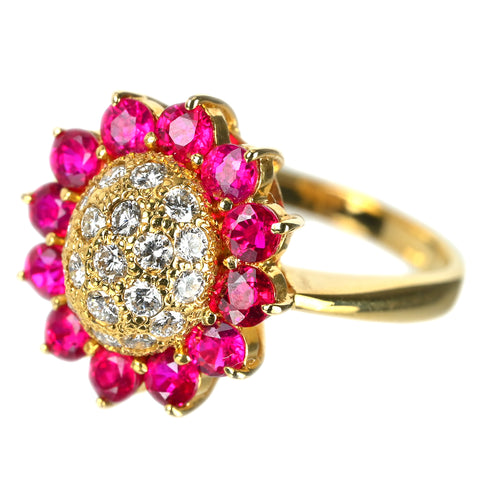 【中古】K18YG RUBY ルビーリング R1.18ct D0.27ct 3.8g #5