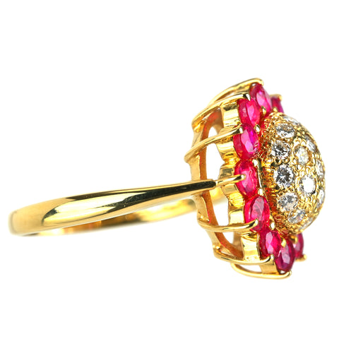 【中古】K18YG RUBY ルビーリング R1.18ct D0.27ct 3.8g #5