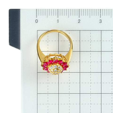 【中古】K18YG RUBY ルビーリング R1.18ct D0.27ct 3.8g #5