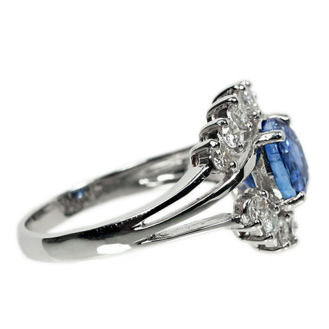 【中古】K18WG SAPPHIREサファイアリング S2.04ct D0.55ct 4.4g #12.5