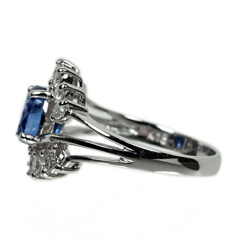 【中古】K18WG SAPPHIREサファイアリング S2.04ct D0.55ct 4.4g #12.5