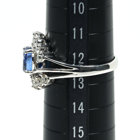 【中古】K18WG SAPPHIREサファイアリング S2.04ct D0.55ct 4.4g #12.5