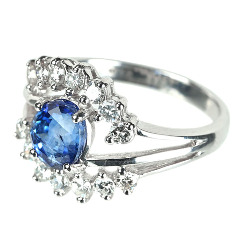 【中古】K18WG SAPPHIREサファイアリング S2.04ct D0.55ct 4.4g #12.5