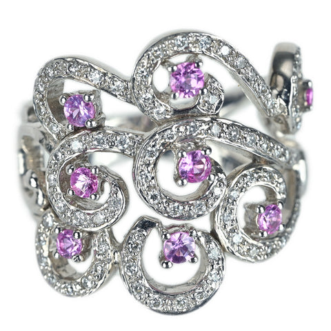 K18WG PINK SAPPHIREピンクサファイアリング PS0.42ct D0.35ct 7.5g #12