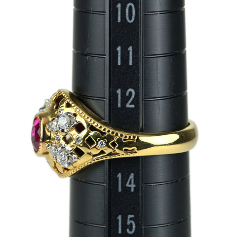 【中古】K18YG RUBY ルビー リング R0.65ct 5.8g #13.5