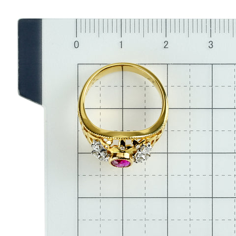 【中古】K18YG RUBY ルビー リング R0.65ct 5.8g #13.5
