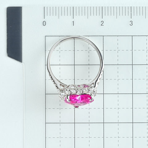 【中古】K18WG PINK SAPPHIRE 非加熱ピンクサファイヤ リング PS3.10ct D0.50ct AIGS/GRS鑑別 4g #13.5