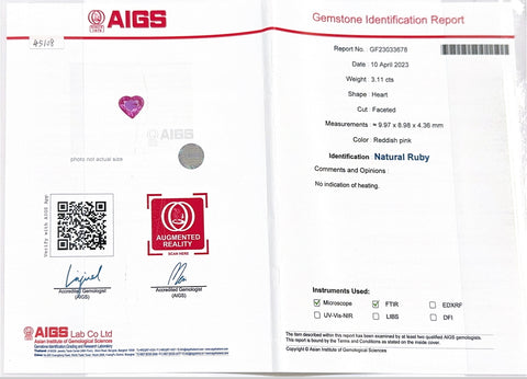 【中古】K18WG PINK SAPPHIRE 非加熱ピンクサファイヤ リング PS3.10ct D0.50ct AIGS/GRS鑑別 4g #13.5