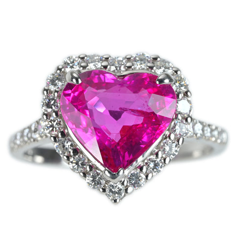 【中古】K18WG PINK SAPPHIRE 非加熱ピンクサファイヤ リング PS3.10ct D0.50ct AIGS/GRS鑑別 4g #13.5
