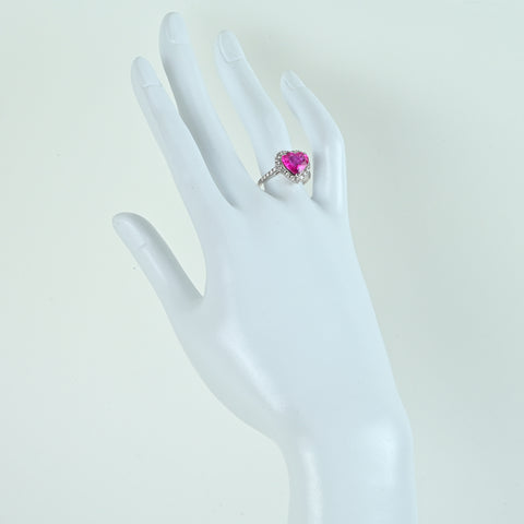 【中古】K18WG PINK SAPPHIRE 非加熱ピンクサファイヤ リング PS3.10ct D0.50ct AIGS/GRS鑑別 4g #13.5
