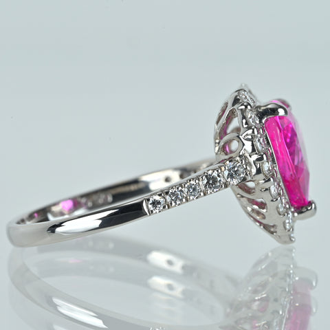 【中古】K18WG PINK SAPPHIRE 非加熱ピンクサファイヤ リング PS3.10ct D0.50ct AIGS/GRS鑑別 4g #13.5