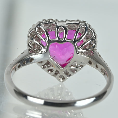 【中古】K18WG PINK SAPPHIRE 非加熱ピンクサファイヤ リング PS3.10ct D0.50ct AIGS/GRS鑑別 4g #13.5