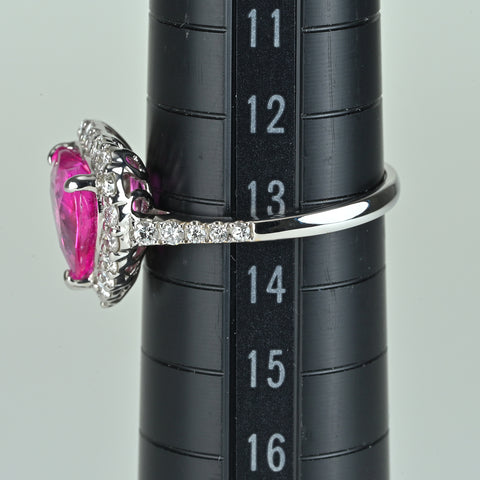【中古】K18WG PINK SAPPHIRE 非加熱ピンクサファイヤ リング PS3.10ct D0.50ct AIGS/GRS鑑別 4g #13.5