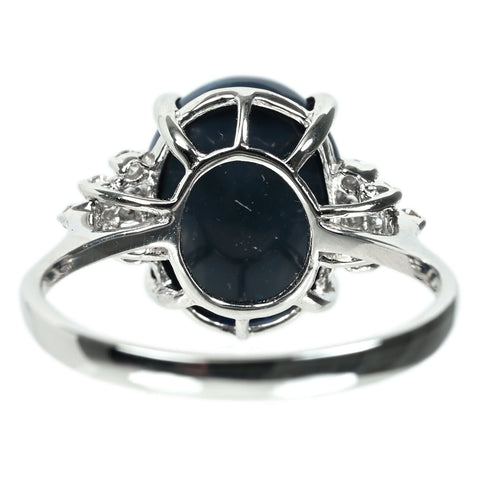 【中古】K18WG BLACK OPAL ブラックオパール リング BO4.10ct D0.13ct 3.2g