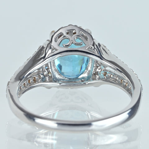 【中古】K18WG AQUAMARINE アクアマリンリング AQ2.31ct D0.47ct 4.6g #14