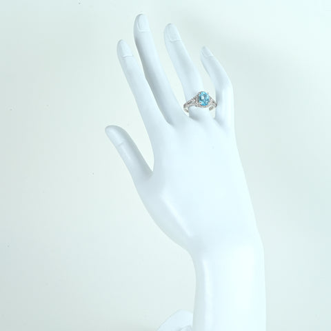 【中古】K18WG AQUAMARINE アクアマリンリング AQ2.31ct D0.47ct 4.6g #14