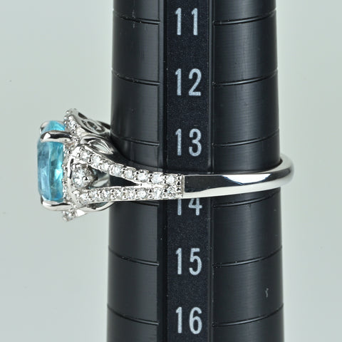【中古】K18WG AQUAMARINE アクアマリンリング AQ2.31ct D0.47ct 4.6g #14