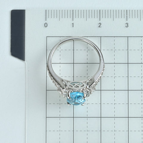 【中古】K18WG AQUAMARINE アクアマリンリング AQ2.31ct D0.47ct 4.6g #14