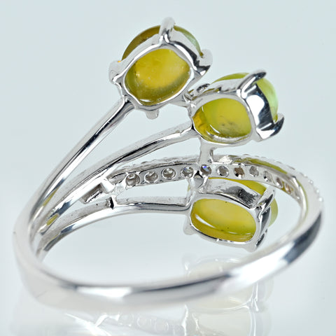 【中古】K18WG CATS EYE クリソベリルキャッツアイリング CE2.55ct D0.12ct 3.1g #12