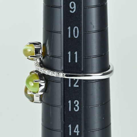 【中古】K18WG CATS EYE クリソベリルキャッツアイリング CE2.55ct D0.12ct 3.1g #12
