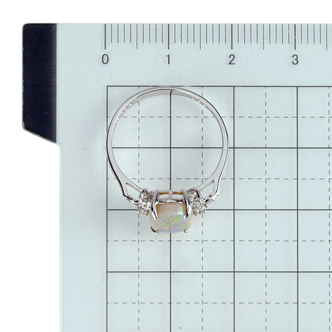 【中古】 K18WG OPAL オパールリング 1.06ct 0.08ct 2.1g #13.5